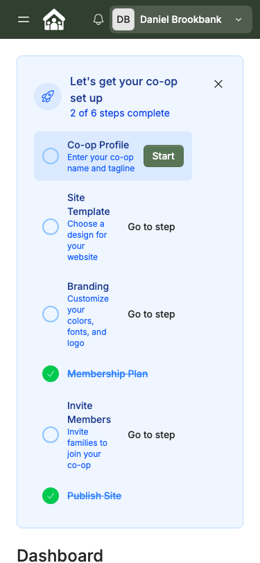 Admin panel sidebar — mobile view