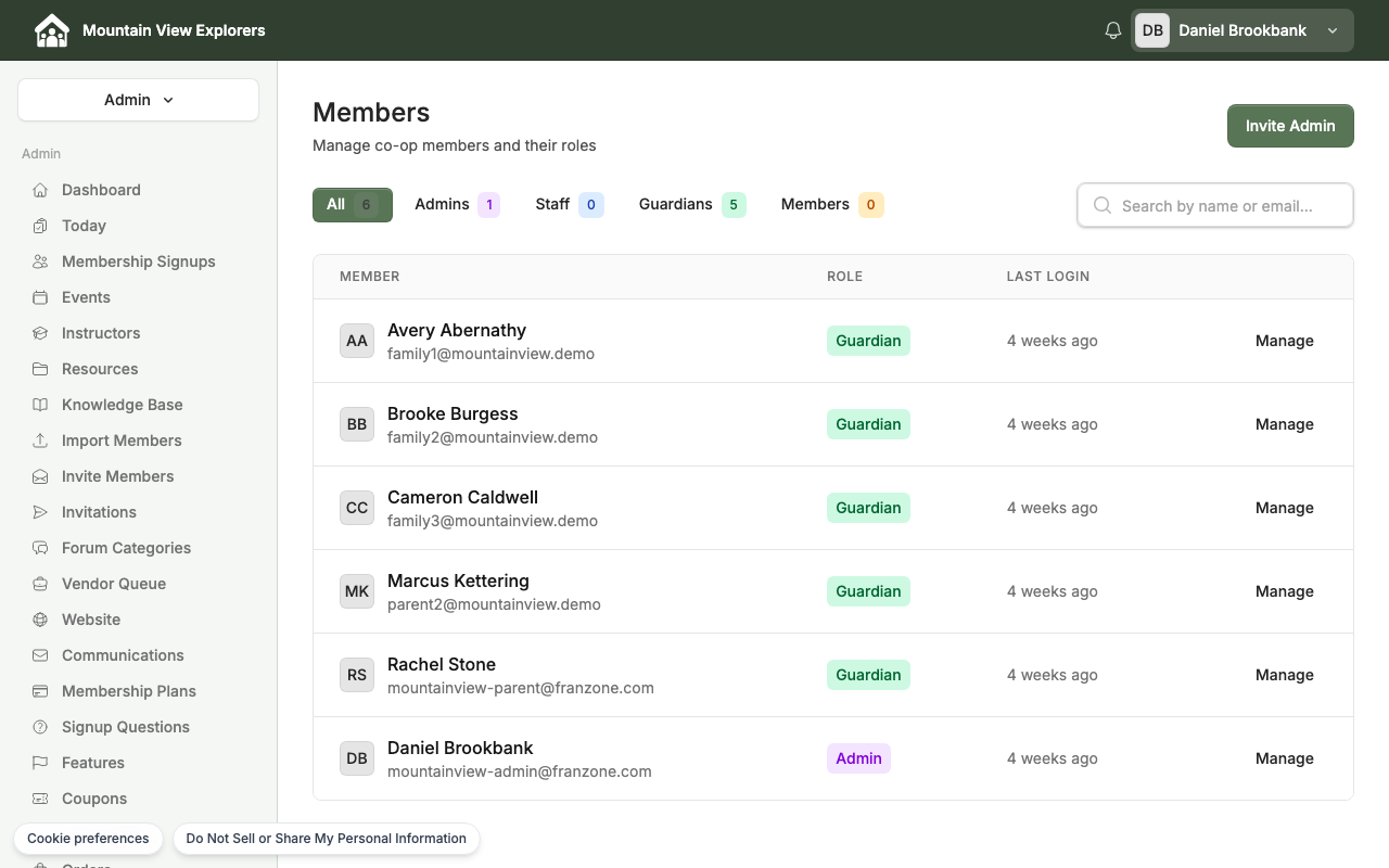 Members management