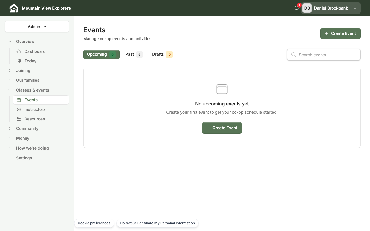 Events calendar